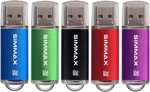 Vista 9 de SIMMAX Paquete de 2 unidades flash USB 2.0 de 16 GB con indicador LED (rojo y morado)