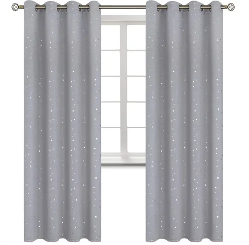 Vista 95 de BGment Cortinas opacas para dormitorio infantil, con aislamiento térmico, con ojales, estampado de estrellas plateadas, cortinas para oscurecer