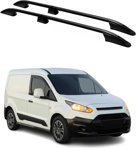 Vista 17 de Barra de techo OMAC con raíles laterales para Ford Transit Connect 2010-2013 L1 SWB, negro, aluminio, 2 piezas