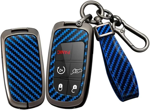 Vista 8 de SANRILY Funda para llavero inteligente con patrón de fibra de carbono, color negro, apta para Jeep Grand Cherokee Renegade para Chrysler 200 300