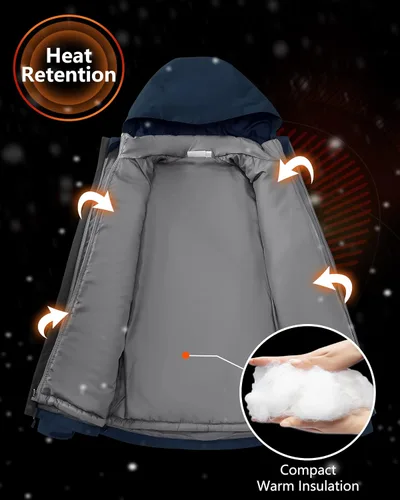 Vista 7 de 33,000ft Chaqueta de esquí impermeable 3 en 1 para hombre, chaqueta de esquí cálida de montaña, chaqueta de lluvia para nieve, abrigo de invierno