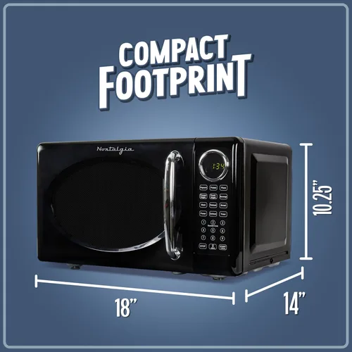 Vista 17 de Nostalgia Horno microondas retro compacto para encimera, 0.7 pies cúbicos, 700 vatios con pantalla digital LED, bloqueo para niños, interior fácil