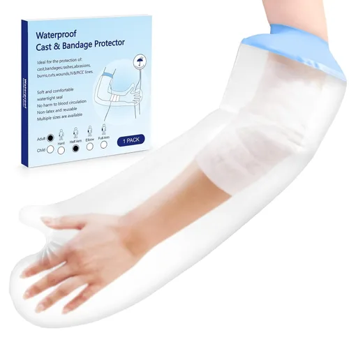 Vista 2 de Funda de yeso para adultos, brazo impermeable para ducha, protector de vendaje reutilizable para ducha y baño, sellado hermético para mano, muñeca