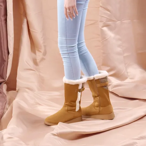 Vista 6 de DREAM PAIRS Botas de nieve de invierno para mujer, a media pantorrilla, a la moda, peludas, cálidas