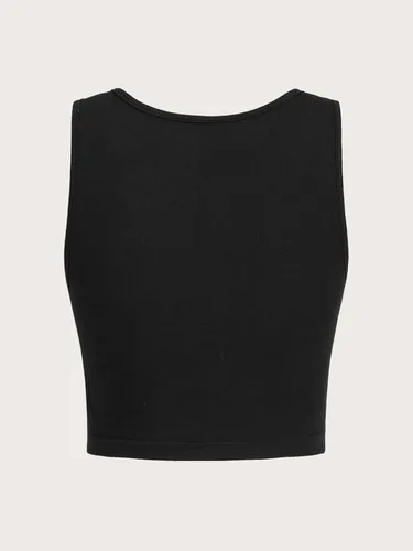Vista 2 de SOLY HUX Women's Skull Print Notched Neck Sleeveless Summer Crop Tank Top