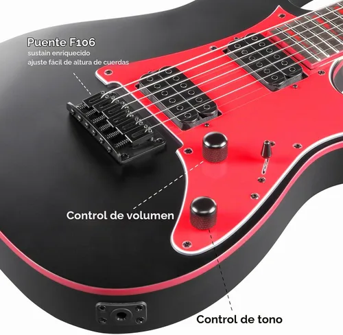 Vista 7 de Ibanez GRG131DX - Negro Mate Infinity R humbuckers con selector de 5 vías y 24 trastes jumbo para rock, metal y práctica