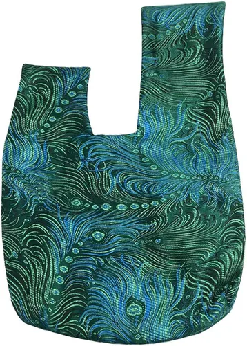 Vista 2 de BAR AUTOTECH - Bolsa de muñeca de algodón con patrón japonés y manga con nudos, bolsa portátil de lona, regalo para niñas, niños, esposa, mujeres