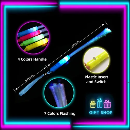 Vista 2 de BouQuw Glow Sticks Mardi Gras, suministros de fiesta que brillan en la oscuridad, 3 modelos de palos intermitentes, varitas de fibra óptica, palos
