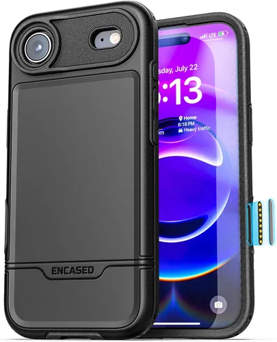 Vista 22 de ENCASED Funda a prueba de golpes compatible con iPhone 14, funda ultra protectora resistente para teléfono, serie Rebel (negro)