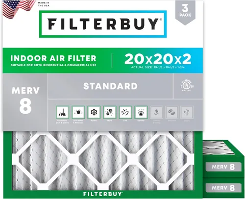 Vista 29 de Filterbuy Filtro de aire MERV 8 de 8 x 14 x 1 pulgadas para defensa contra el polvo y las alergias (paquete de 3), filtros electrostáticos plisados