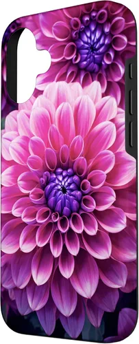 Vista 2 de Dahlia Flower Floral Nature Garden Funda con diseño granate rosa y morado para iPhone 16