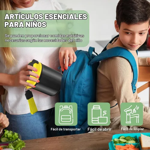 Vista 5 de Termo para comida caliente para niños, 15.8 onzas, recipiente de sopa a prueba de fugas, tarro de comida aislado de boca ancha con cuchara plegable