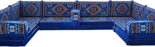 Vista 21 de arabicsofa Sofás seccionales en U hechos a mano – Asientos tradicionales en el suelo estilo Jalsa árabe