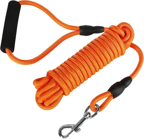 Vista 7 de Vivifying Correa larga flotante para perro, correa de entrenamiento para perros de 20 pies, cable de control con mango cómodo para exteriores, Negro