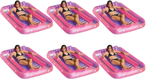 Vista 9 de SWIMLINE Original Suntan Tub Series - Flotador flotante inflable clásico Tumbona híbrida personal para piscina Almohada ajustable Relleno