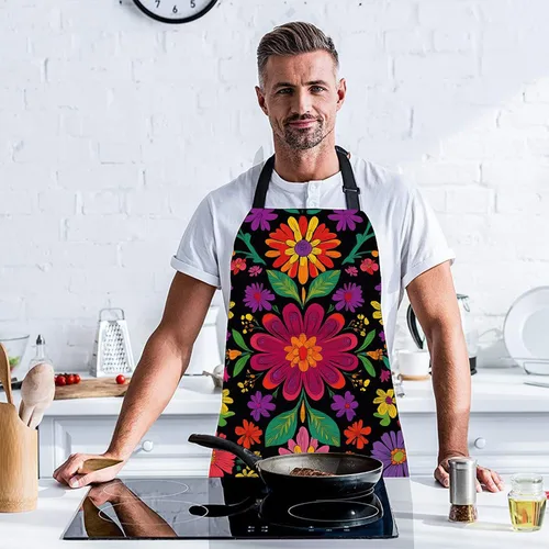 Vista 4 de Delantal de cocina para el hogar, cocina, horneado, jardinería, para mujeres y hombres, con bolsillos, delantal impermeable, 32 x 28 pulgadas