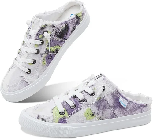 Vista 35 de Obtaom Sandalias de lona para mujer con espuma viscoelástica Clipper, tenis de moda, cómodas, fáciles de poner, sandalias sin tacón para mujer Beige