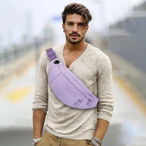 Vista 7 de Viqueen Riñonera cruzada para mujeres y hombres, bolsa grande y ligera con cremallera y bolsillos, resistente al agua, manos libres para llevar