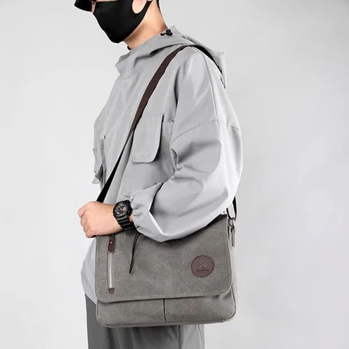 Vista 2 de ZHIERNA Bolsa de lona pequeña de mensajero, bolsa cruzada para hombres y mujeres, para el trabajo escolar