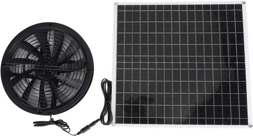 Vista 2 de 20W Solar Exhaust Fan, High Speed Solar Panel Ventilation Fan for Chicken Coop Pet House Barn Greenhouse, Efficient Cooling with 16V Solar Panel