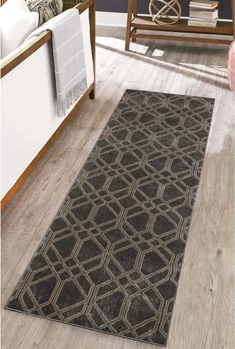 Vista 20 de Superior Alfombra de área de 2 x 3 pies y 0.394 in de altura con respaldo de yute, tejida a la moda y asequible colección Abner, color negro