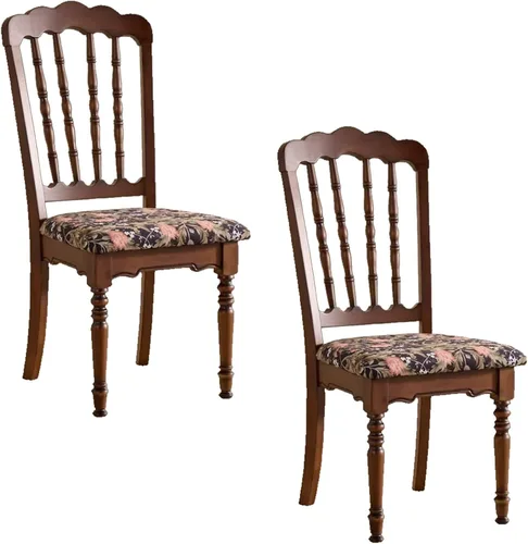 Vista 9 de Wooden Dining Chairs Set of 4 Upholstered Kitchen Chair with Slatted Backrest, Classic Armless Dining Chair for Restaurants/Kitchens(Fabric Cushion