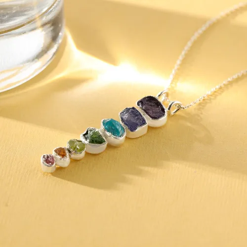 Vista 3 de YoTreasure 925 Sterling Silver Natural Healing Crystal Point Chain Pendant Necklace