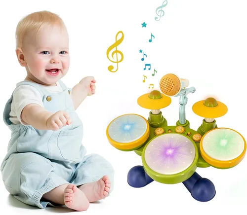 Vista 6 de Juego de batería para niños de 4 años en adelante, instrumentos musicales, juguetes para niños de 4 a 5 años, regalos de cumpleaños
