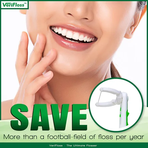 Vista 6 de VeriFloss - Hilo dental con recarga de 10 cabezales, hilo dental para adultos y niños, herramienta de hilo dental, diseño ergonómico con cabezal
