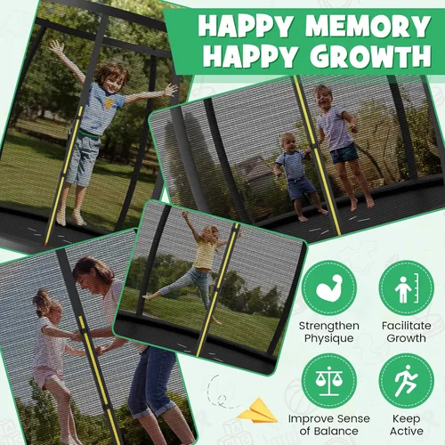 Vista 9 de Goplus Trampolines recreativos de 8 pies, 10 pies, 12 pies, 400 libras, trampolín para exteriores con cierre, escalera antideslizante, tecnología