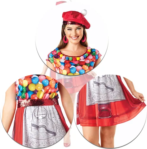 Vista 3 de JUST FOR PARTY Gumball Machine Women Dress Costume for Halloween