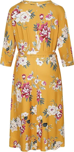 Vista 4 de Pink Queen - Vestido talla extragrande con estampado floral para mujer diseño envolvente falso con cinturón mangas 34