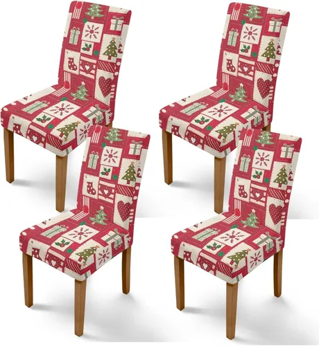 Vista 35 de Rnyleeg Fundas de silla de Navidad para sala de estar, diseño de muñeco de nieve azul, estampado de pájaros, fundas para sillas de comedor, 1