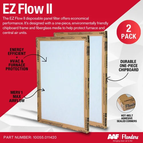 Vista 2 de Flanders EZ-Flow II - Filtros de aire MERV 1 de 14 x 20 x 1, filtro de repuesto para horno, HVAC y CA, medios de fibra de vidrio duraderos de alto