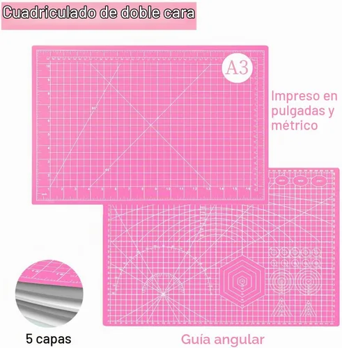 Vista 4 de Tapete de corte autorreparable de 18 x 12 pulgadas, tapete de costura para manualidades, tabla de cortar de mesa de 5 capas de doble cara