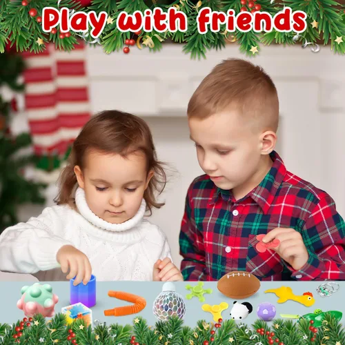 Vista 8 de HelloJoy Calendario de Adviento de Navidad 2025 para niños y niñas, calendario de cuenta regresiva de 24 días, juego de juguetes sensoriales