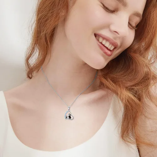 Vista 3 de Flpruy Sterling Silver Mother Child Jewelry Gifts for Mom from Daughter Son DinosaurPenguinMama BearFoxOwl Pendant Necklace I Love You Forever