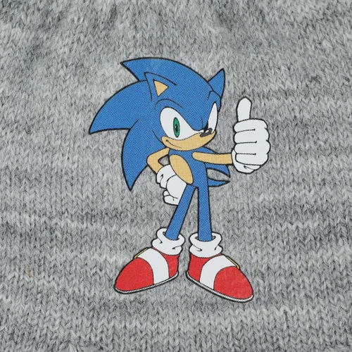 Vista 5 de Sonic the Hedgehog - Conjunto de gorro y guantes con puños juveniles, Gris