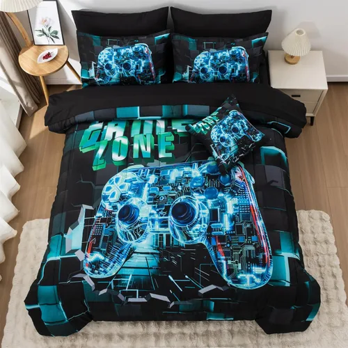 Vista 14 de Aimuan Gamer Gaming Juegos de Ropa de Cama Juegos de Edredón 3D Gamepad para Niños Consola de Juegos Botones de Acción Novedoso Controlador de Juego