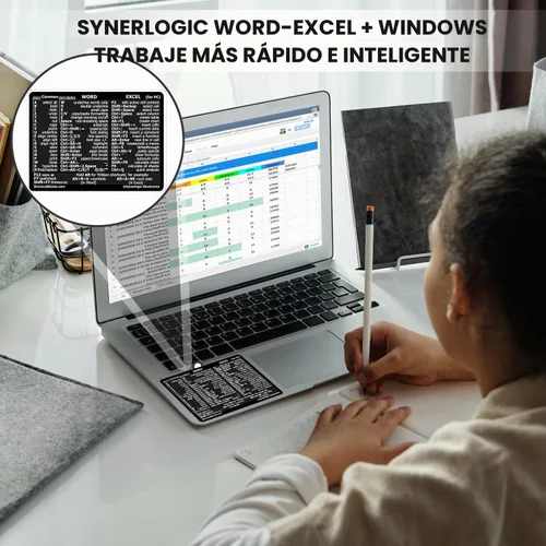 Vista 5 de SYNERLOGIC Guía de referencia rápida para Windows + Word/Excel (para Windows) Adhesivos de acceso directo de teclado, vinilo sin residuos Negro