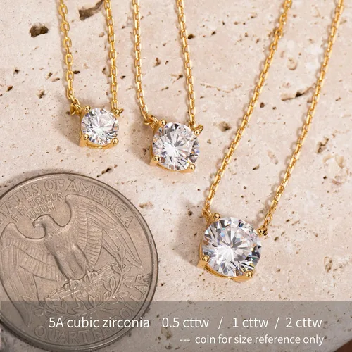 Vista 2 de S.Leaf - Collar con colgante de plata de ley con circonia cúbica y solitario, para mujer