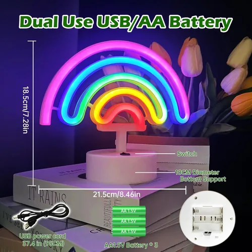 Vista 100 de Letrero de neón de amor para dormitorio, USB o batería, luz de neón para pared, luz de neón LED como letreros de pared de neón para niñas, letrero