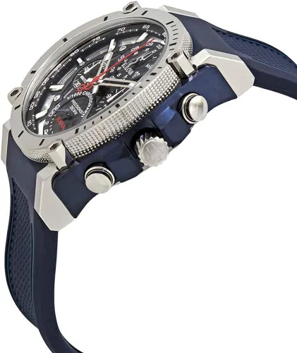 Vista 2 de Bulova Reloj cronógrafo de cuarzo para hombre con correa de goma 98B315, Azul Patchwork, Cronógrafo, movimiento de cuarzo