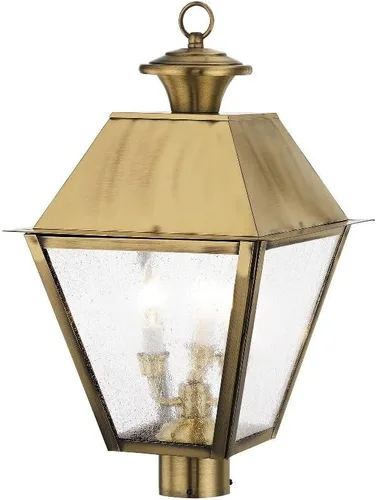 Vista 5 de Livex Lighting 2169-04 Mansfield - Cabezal de poste para exteriores con 3 luces, color negro
