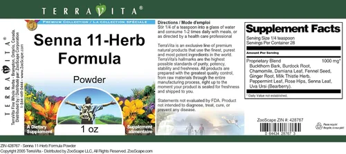 Vista 3 de TERRAVITA Senna - Fórmula limpiadora en polvo de 11 hierbas (1 oz, ZIN: 428767) - Paquete de 3