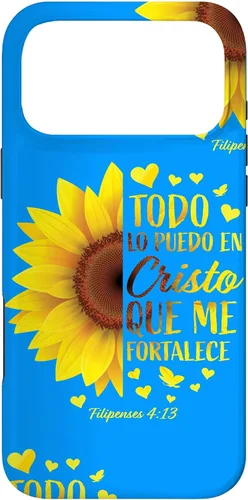 Vista 22 de Cristiano Español Regalo Mujeres Religioso Versículo de la Biblia Girasol Funda para iPhone 17