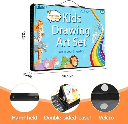 Vista 6 de Suministros de Arte, Set de Arte de 297 Piezas Kit de Dibujo para Niñas Niños Artistas, Caja de Regalo de Arte de Lujo con Caballete Plegable