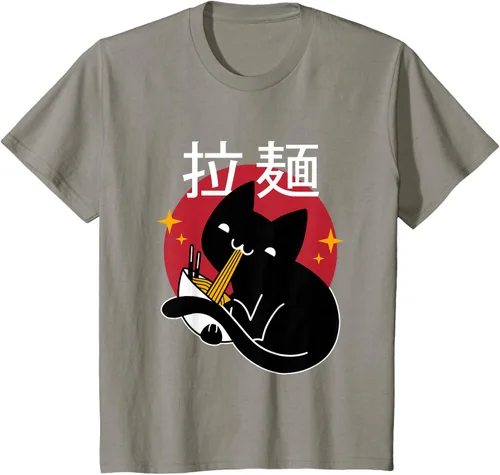 Vista 24 de Camiseta japonesa Ramen Noodle Cat, Negro