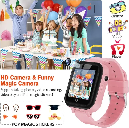 Vista 5 de OKYUK Reloj inteligente con GPS 4G para niñas y niños, IP67, impermeable, deportivo, reloj inteligente para niños, con cámara, WiFi, videollamada