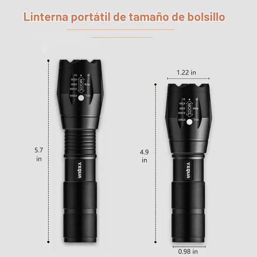 Vista 5 de YXQUA - Linterna LED recargable USB-C, 1000 lúmenes Uso de emergencia, Zoomable, 3 modos de luz, hogar, huracán, camping, portátil, carga tipo C